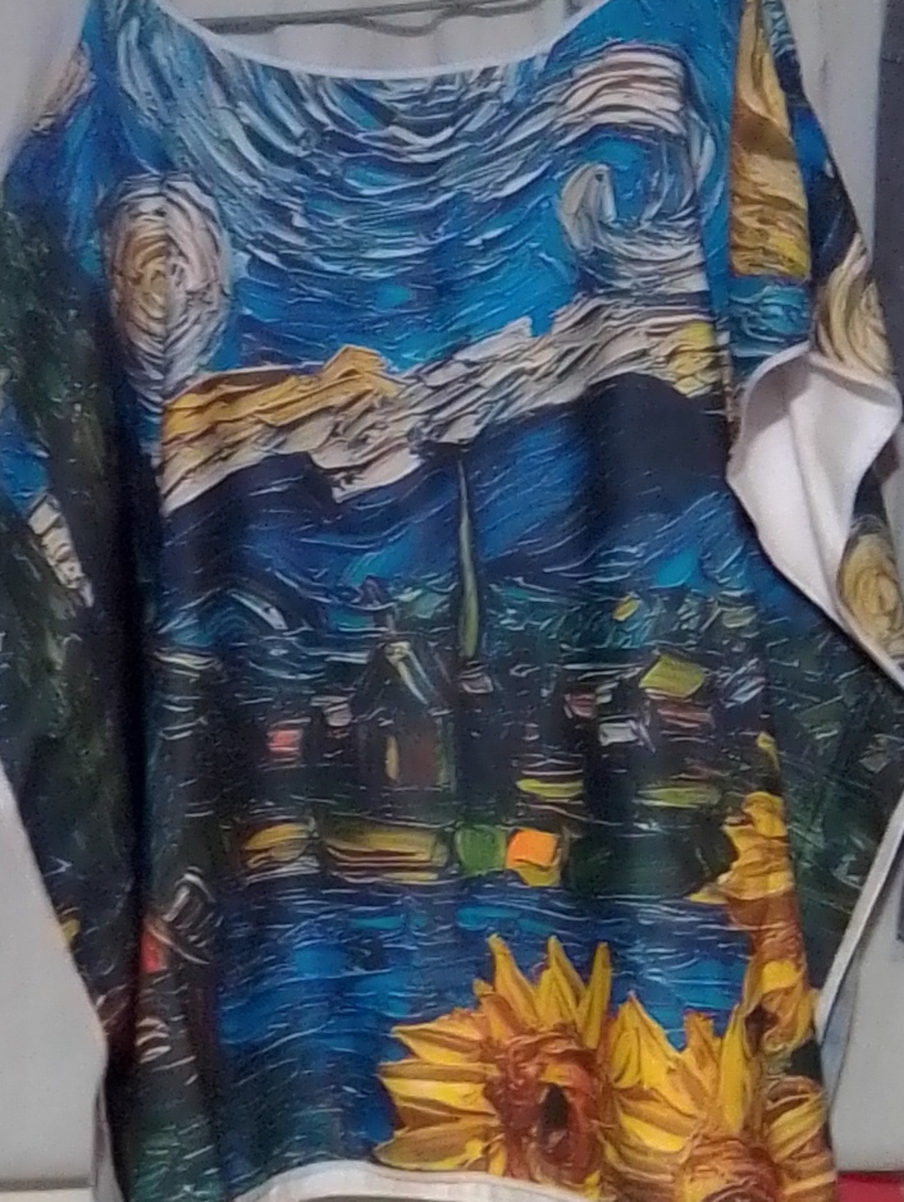 Blue Starry Sunflower Print Men's Sweater